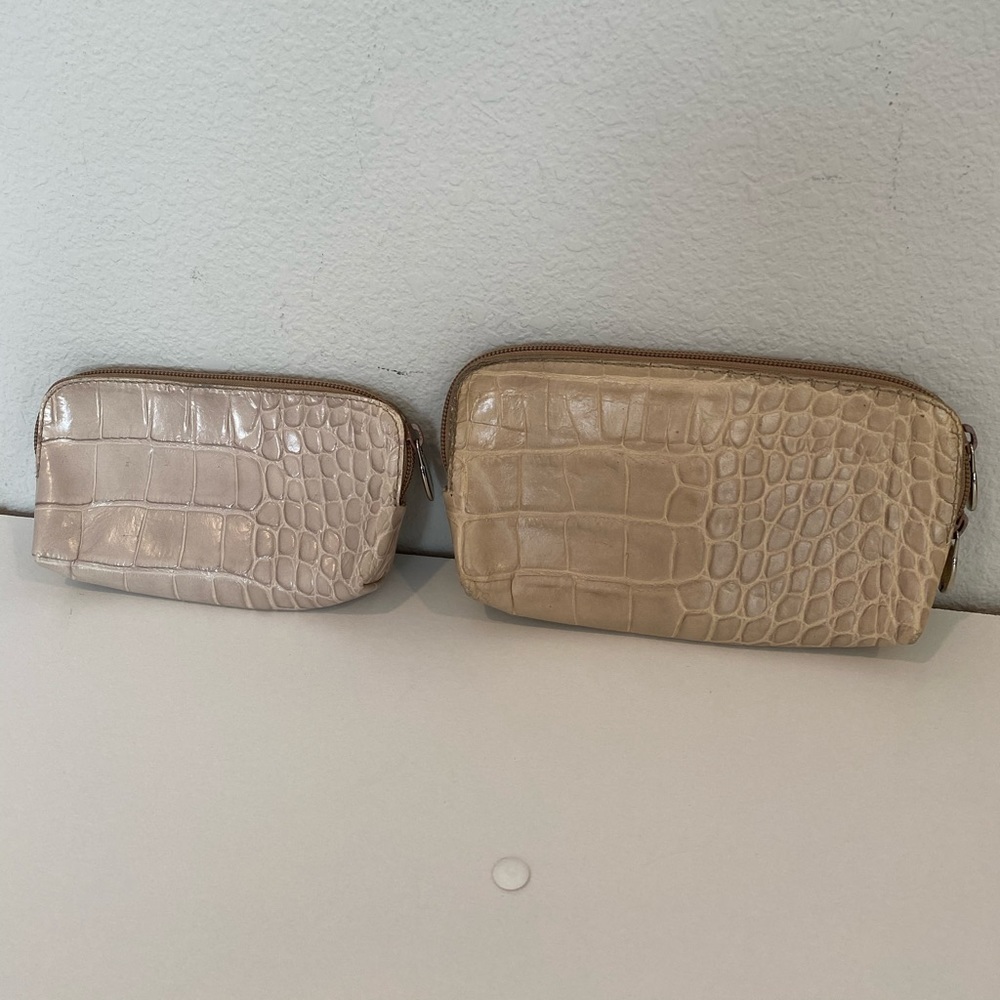 TWO Furla leather zipper pouches